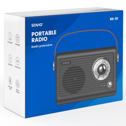 SAVIO RADIO PRZENOŚNE CZARNE RS-01 SAVIO RADIO PRZENOŚNE CZARNE RS-01