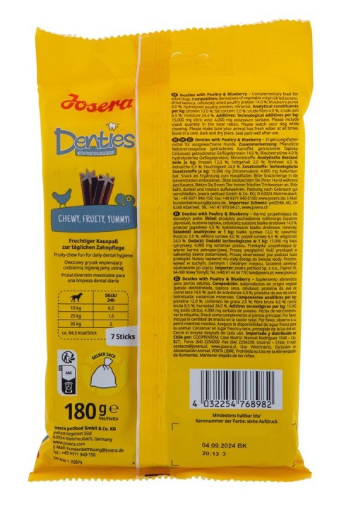 JOSERA Denties Drób z jagodami - przysmak dla psa - 180 g JOSERA Denties Drób z jagodami - przysmak dla psa - 180 g