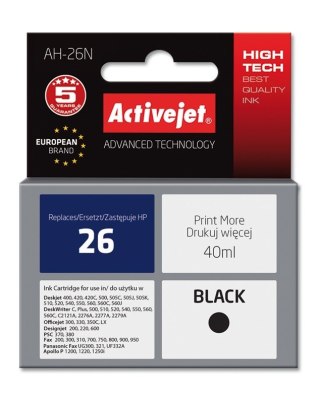 Activejet AH-26N Tusz (zamiennik HP 26 C51626A; Supreme; 40 ml; czarny)