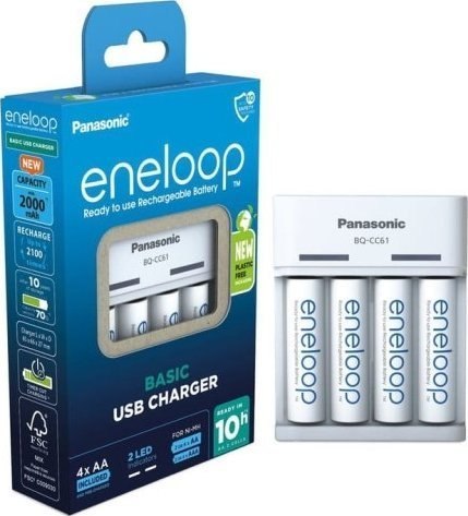 ŁADOWARKA PANASONIC BASIC USB + 4x AA ENELOOP 2000 mAh ŁADOWARKA PANASONIC BASIC USB + 4x AA ENELOOP 2000 mAh