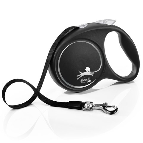 Smycz flexi automatyczna Black Design L taśma 5 m - dla psa do 50 kg, kolor srebrny Smycz flexi automatyczna Black Design L taśma 5 m - dla psa do 50 kg, kolor srebrny