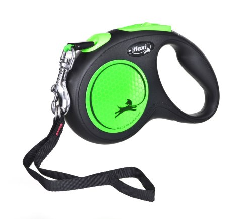 Smycz flexi automatyczna New Neon S taśma 5 m - dla psa do 15 kg, kolor zielony Smycz flexi automatyczna New Neon S taśma 5 m - dla psa do 15 kg, kolor zielony