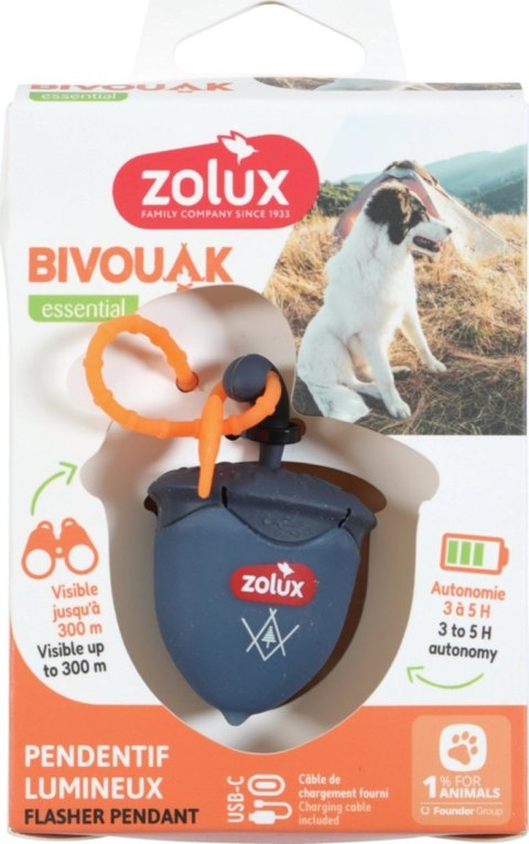 ZOLUX Zawieszka do obroży BIVOUAK nieb orzech USB