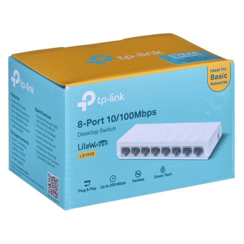 Switch TP-LINK TL-LS1008 Ilosc 8 portów RJ45 10/100 Mb/s (automatyczna negocjacja szybkości połączeń, automatyczne krosowanie Au