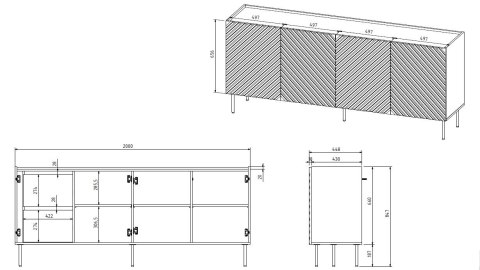 Komoda 4D2SZ ONDA 200x45x85 czarny