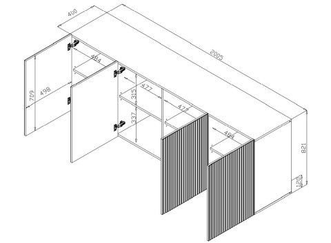 Komoda PAFOS 200x40x82 biały mat