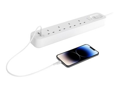 Listwa zasilająca Belkin Power Surge 4-PORT + 1xUSB-A +1xUSB-C 2.4A PD 525J 2m White Schuko