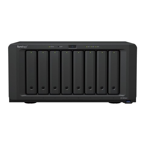 NAS Synology DS1823xs+; Tower; 8x (3.5" SATA HDD/2.5" SATA SSD); AMD Ryzen V1780B, 8 GB DDR4 ECC SODIMM (max. 32GB), 2x 1GbE RJ-