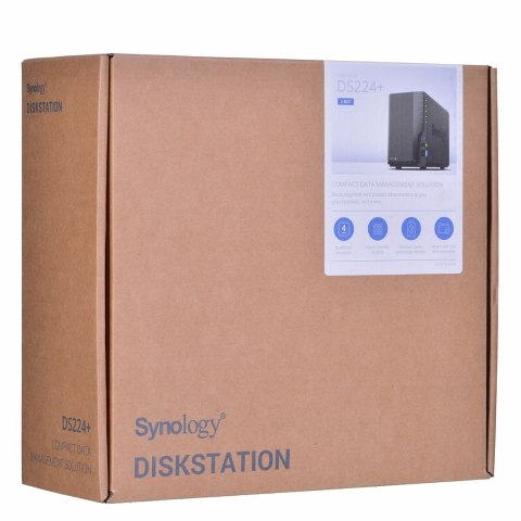 NAS Synology DS224+; Tower; 2x (3.5" SATA HDD); Intel Celeron J4125;,2GB DDR4 (max. 6GB), 2x 1GbE RJ-45