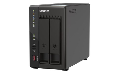 Qnap TS-253E-8G, Tower, 2 x 2.5"/3.5" SATA, Intel Celeron J6412 4C/4T, 8 GB DDR4 onboard not expandable, 2 x 2.5GbE, External ad