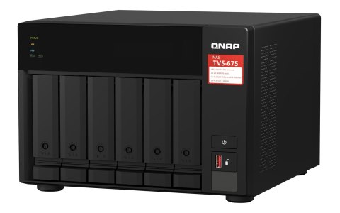 Qnap TVS-675-8G, Tower, 6 x 2.5"/3.5" SATA, Zhaoxin Kaixian KX-U6580 8C/8T, 8GB (1x 8GB) DDR4 SODIMM , 2 x 2.5GbE, Single PSU, 2