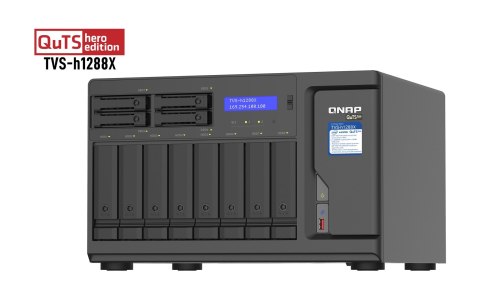 Qnap TVS-h1288X-W1250-16G, Tower, 8 x 2.5"/3.5" SATA + 4 x 2.5" SATA, Intel Xeon W-1250 6C/12T, 16GB DDR4 ECC (Max. 128GB), 4 x 