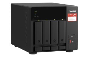 Zestaw Qnap TS-473A-SW5T (TS-473A-8G + switch QSW-1105-5T 5x2.5GbE), Tower, 3.5" SATA, AMD Ryzen V1500B 4C/8T, 8GB DDR4 (Max. 64