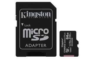 Karta pamięci z adapterem Kingston Canvas Select Plus SDCS2/64GB (64GB; Class 10, Class U1, V10; + adapter)