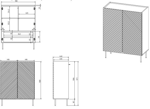 Regał 2D2SZ ONDA 98x45xH127 zieleń