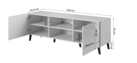 Szafka RTV ABETO 150x42x52 czarny/czarny połysk